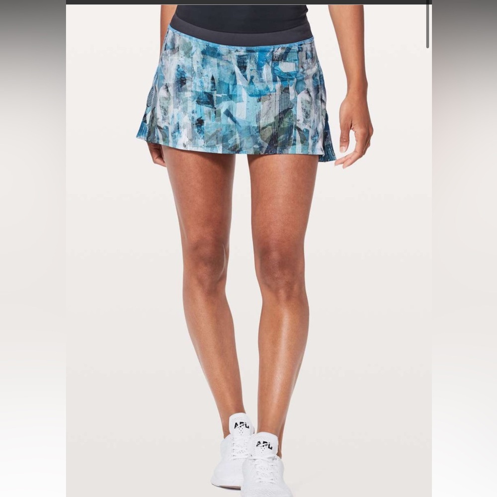 💙LULULEMON PLAY OFF THE PLEATS SKIRT/SKORT-SUN DAZED MULTI BLUE-10-PHONE POCKET